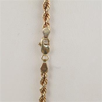 10kt Gold Hollow Rope Chain Necklace