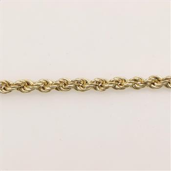 10kt Gold Hollow Rope Chain Necklace