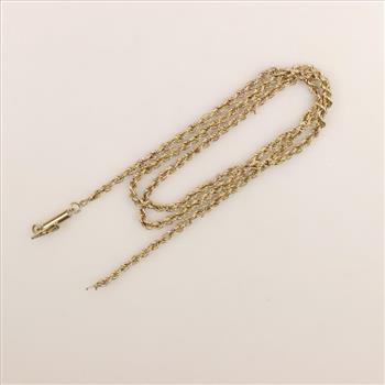 10kt Gold Hollow Rope Chain Necklace