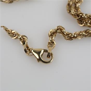 10kt Gold Hollow Rope Chain Necklace