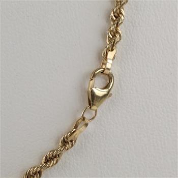 10kt Gold Hollow Rope Chain Necklace