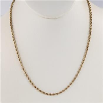 10kt Gold Hollow Rope Chain Necklace