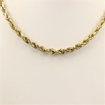 10kt Gold Hollow Rope Chain Necklace