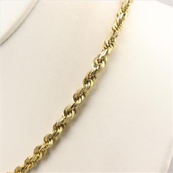 10kt Gold Hollow Rope Chain Necklace