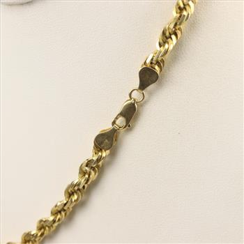 10kt Gold Hollow Rope Chain Necklace