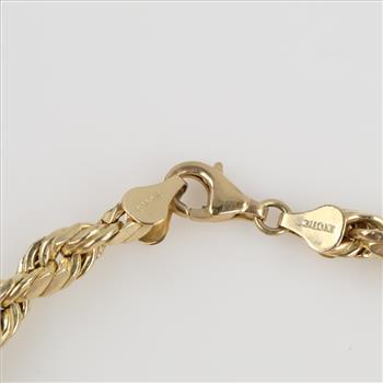 10kt Gold Hollow Rope Link Bracelet