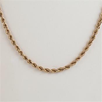 10kt Gold Hollow Rope Link Necklace