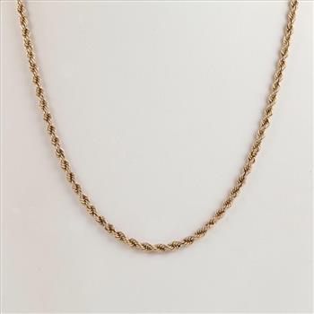 10kt Gold Hollow Rope Link Necklace
