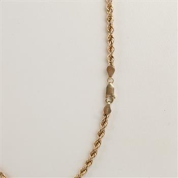 10kt Gold Hollow Rope Link Necklace