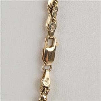 10kt Gold Hollow Rope Link Necklace