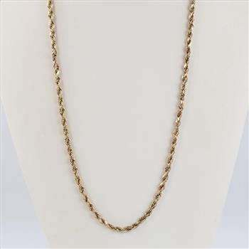 10kt Gold Hollow Rope Link Necklace