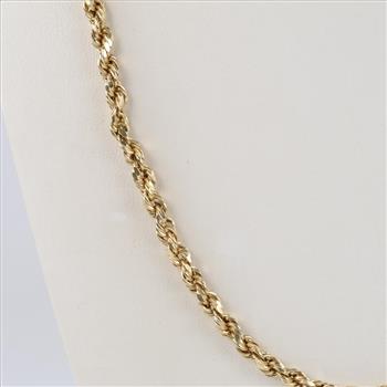 10kt Gold Hollow Rope Link Necklace