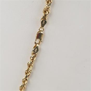 10kt Gold Hollow Rope Link Necklace