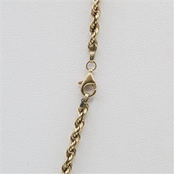 10kt Gold Hollow Rope Link Necklace