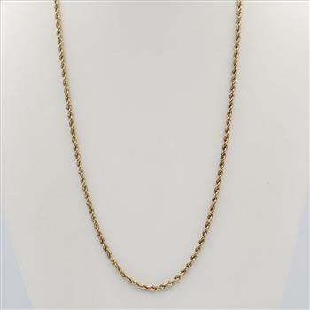 10kt Gold Hollow Rope Link Necklace
