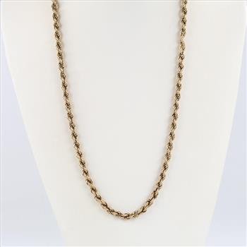 10kt Gold Hollow Rope Necklace