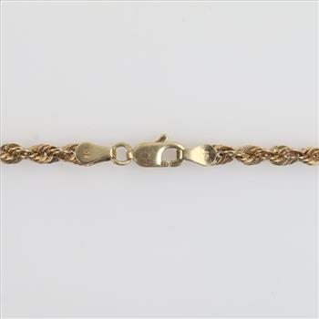 10kt Gold Hollow Rope Necklace