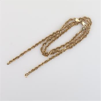 10kt Gold Hollow Rope Necklace