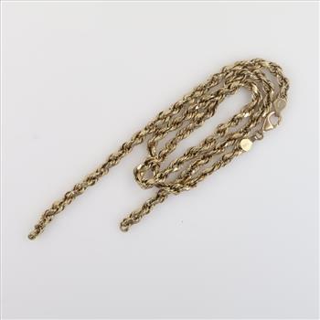 10kt Gold Hollow Rope Necklace