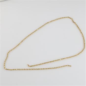 10kt Gold Hollow Rope Necklace