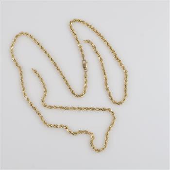 10kt Gold Hollow Rope Necklace