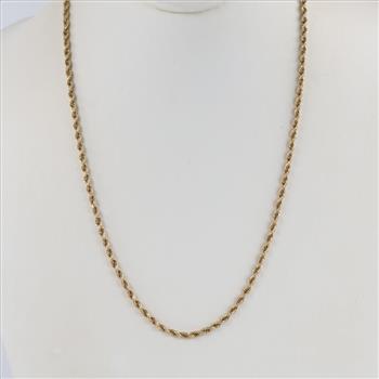10kt Gold Hollow Rope Necklace