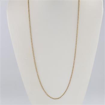 10kt Gold Hollow Rope Necklace