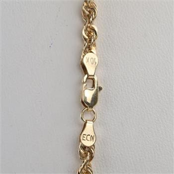 10kt Gold Hollow Rope Necklace