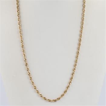 10kt Gold Hollow Rope Necklace