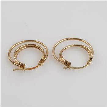 10kt Gold Hollow Triple Hoop Earrings