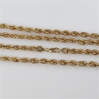 10kt Gold Hollow Twisted Rope Chain Link Necklace