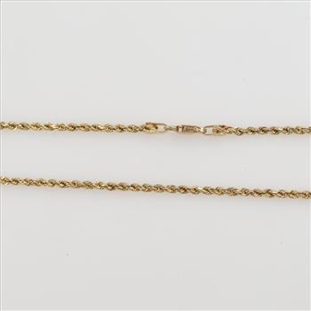 10kt Gold Hollow Twisted Rope Necklace
