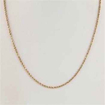 10kt Gold Hollow Twisted Rope Necklace