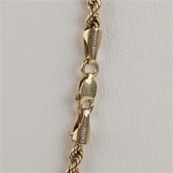 10kt Gold Hollow Twisted Rope Necklace