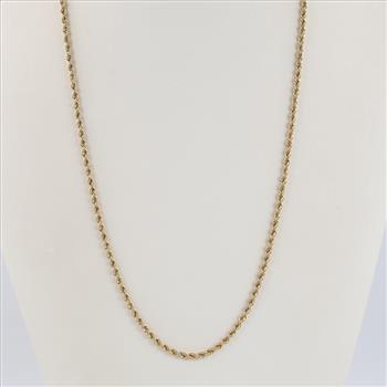 10kt Gold Hollow Twisted Rope Necklace