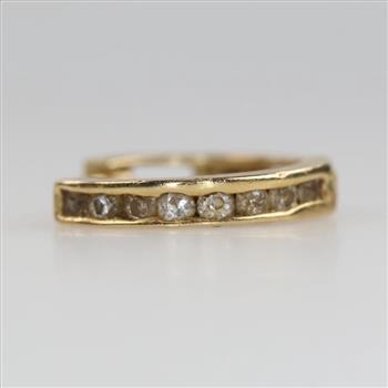 10kt Gold Huggie Hoop Clear Stone Accent Earring
