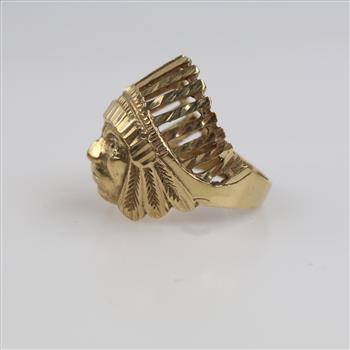 10kt Gold Indian Chief Head Ring