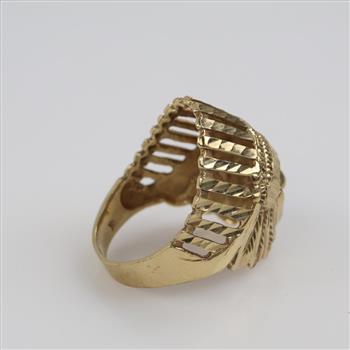 10kt Gold Indian Chief Head Ring