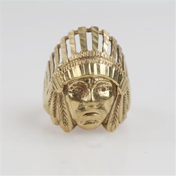 10kt Gold Indian Chief Head Ring