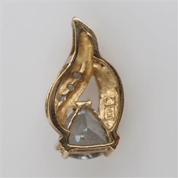 10kt Gold Iridescence Stone Diamond Accent Pendant