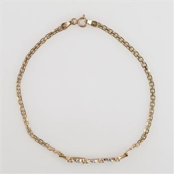 10kt Gold Iridescent Stone Clear Stone Accent Bracelet