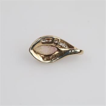 10kt Gold Iridescent Stone Clear Stone Accent Pendant