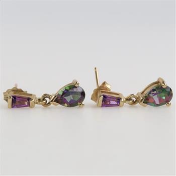 10kt Gold Iridescent Stone Earrings