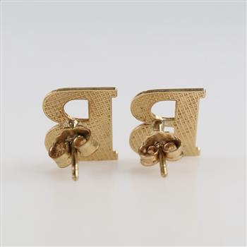 10kt Gold Letter B Stud Earrings