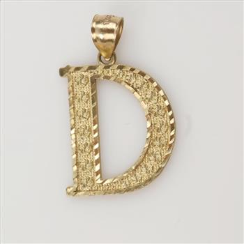 10kt Gold Letter D Pendant