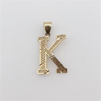 10kt Gold Letter K Pendant