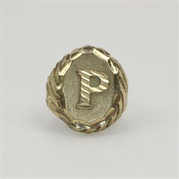 10kt Gold Letter P Ring