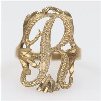 10kt Gold Letter R Ring