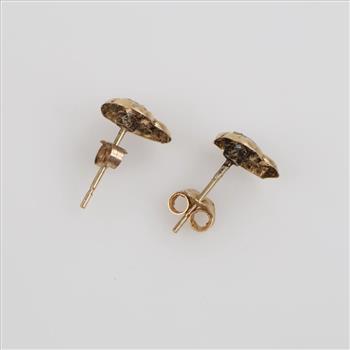 10kt Gold Light Blue Stone Heart Stud Earrings
