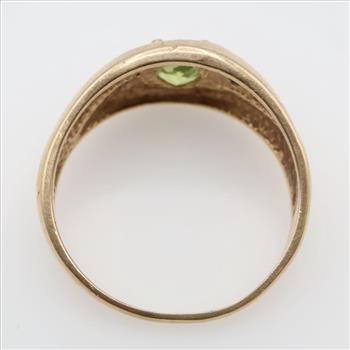 10kt Gold Light Green Stone Diamond Accent Ring